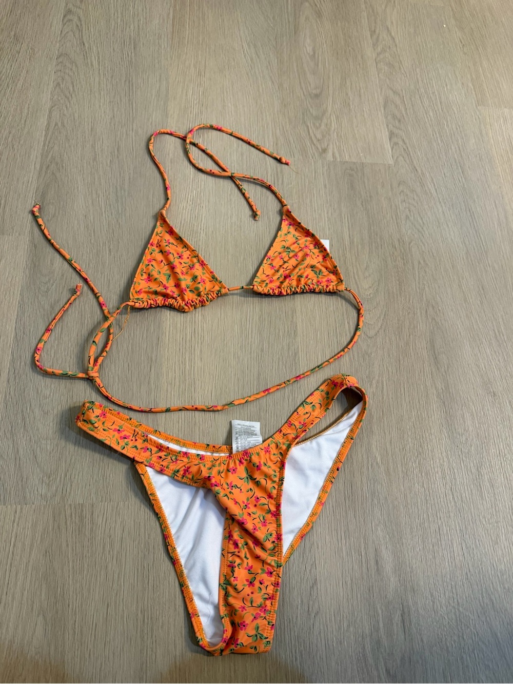 Motel Rocks Orange Floral Triangle Bikini